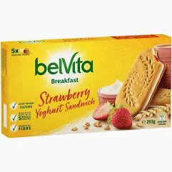 Belvita Breakfast Biscuits Strawberry Yoghurt Sandwich 5 Pack | 253g