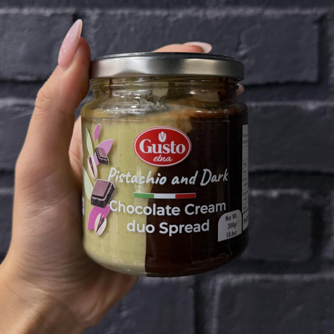 Gusto Etna – Pistachio & Dark Chocolate Cream Duo Spread 300g