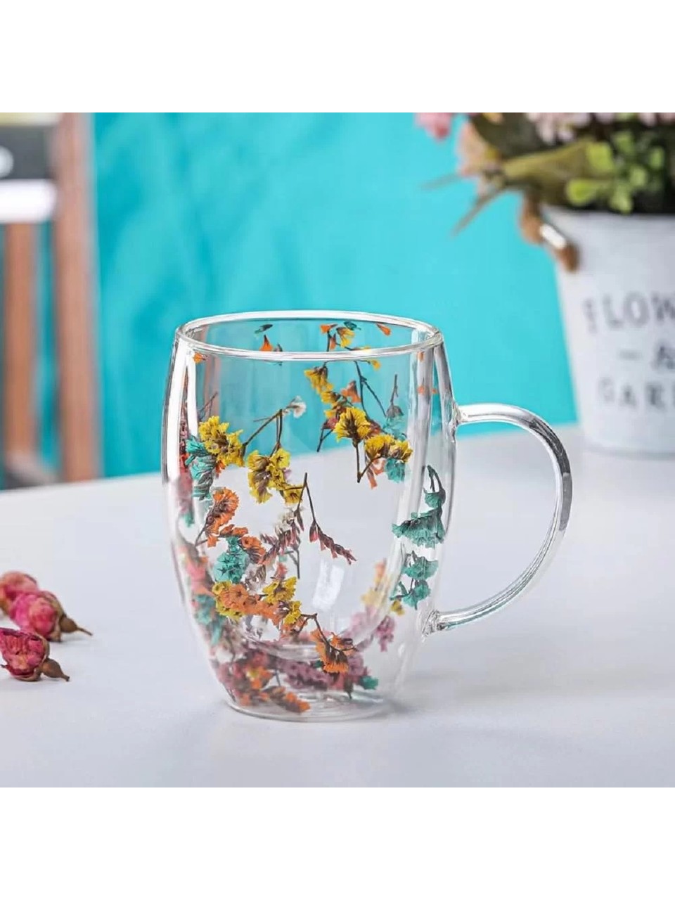 Original Dried Flower Double-Walled Glass Mug – 250 ml
