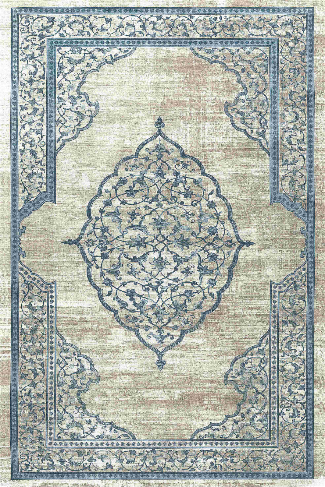 Brilliant Blue Washable Turkish Rug Non-Slip 160X230cm