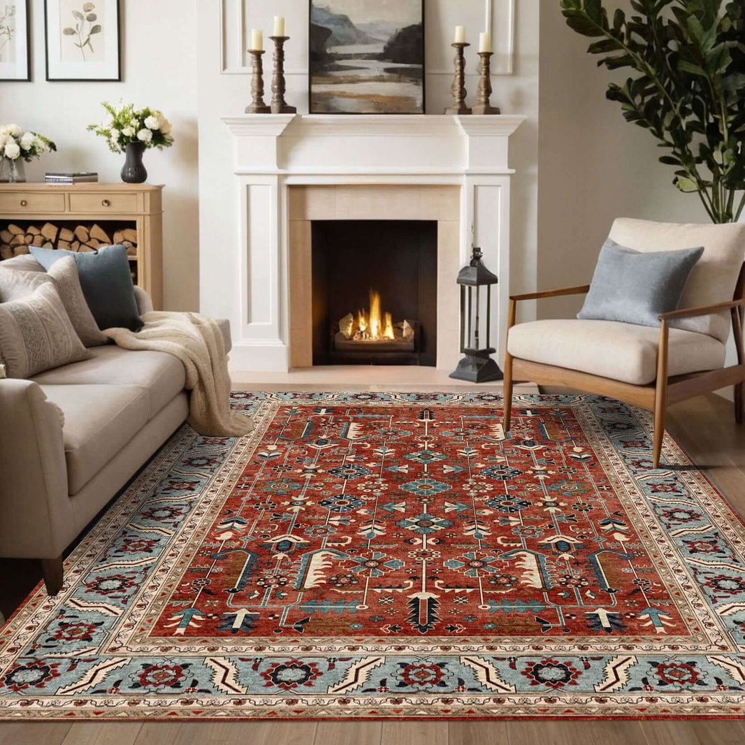Regal Red Washable Turkish Rug Non-Slip 200X290cm