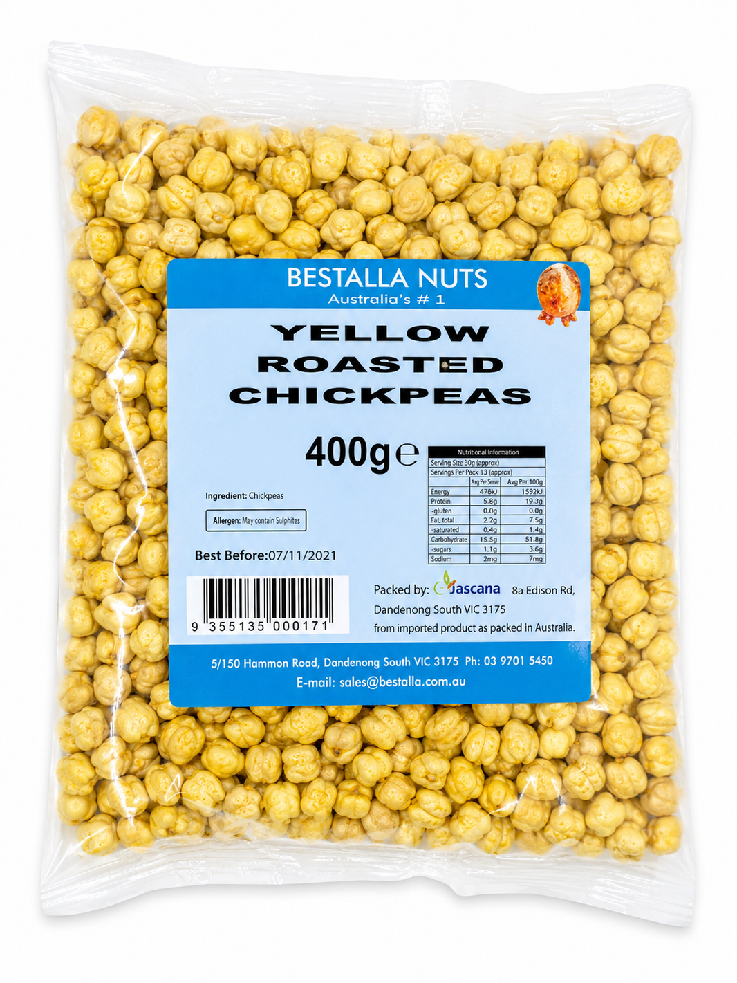 Bestalla Yellow Roasted Chick Peas (Sari Leblebi) 400g