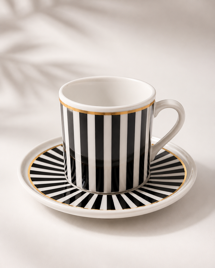 Emir Turkish Coffee Cups - Black&White Stripes Set of 6