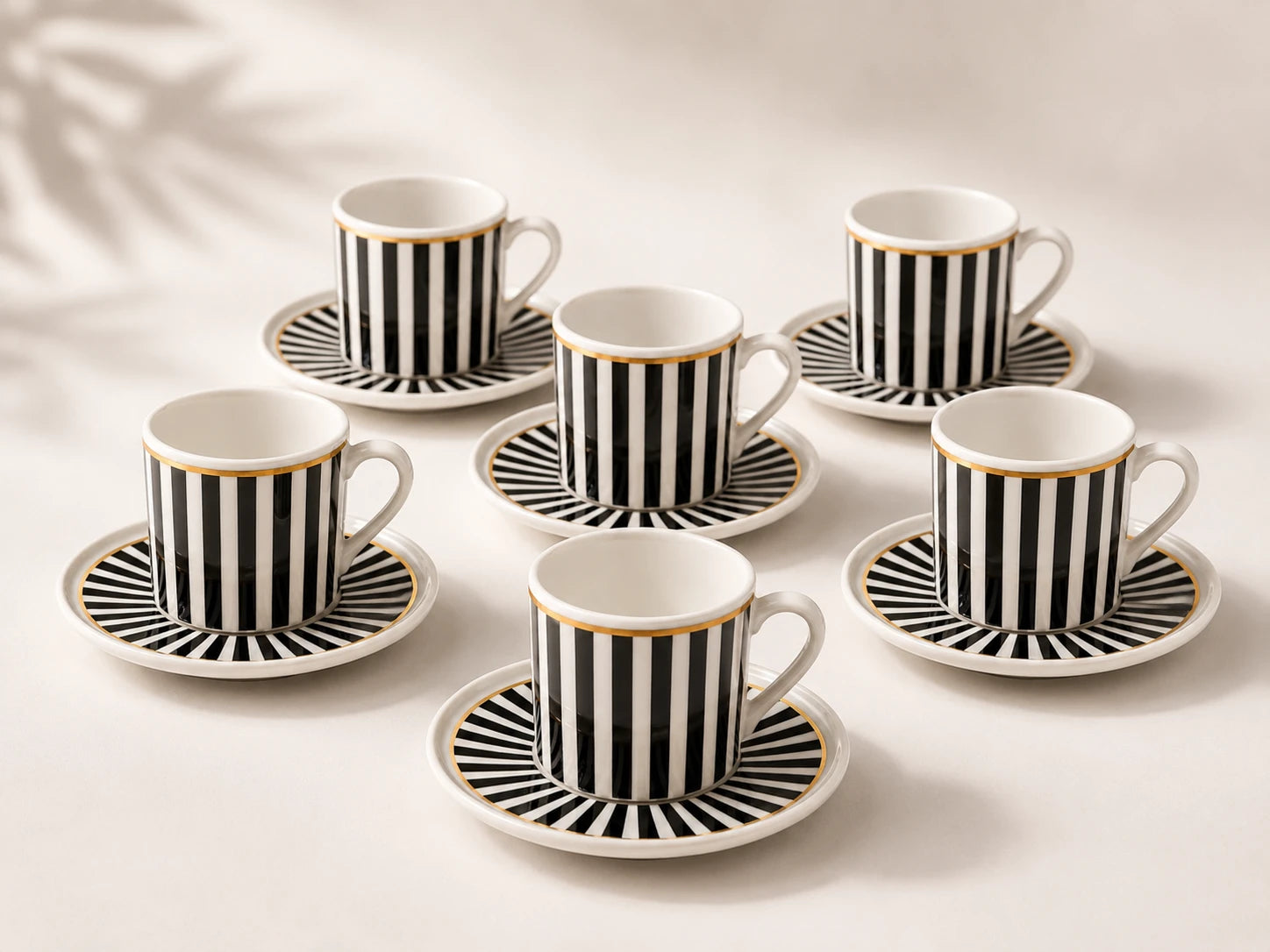 Emir Turkish Coffee Cups - Black&White Stripes Set of 6