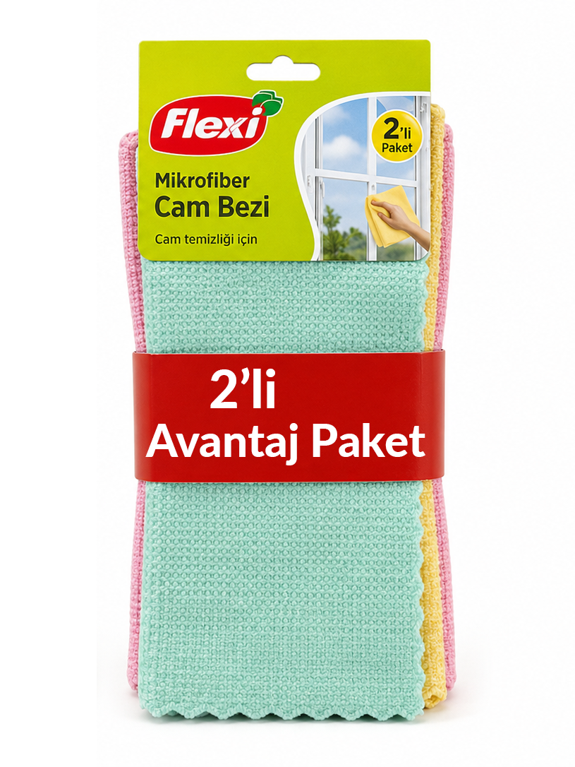 Flexi Microfiber Glass Cloth Cam Bezi 2pcs 40X35cm