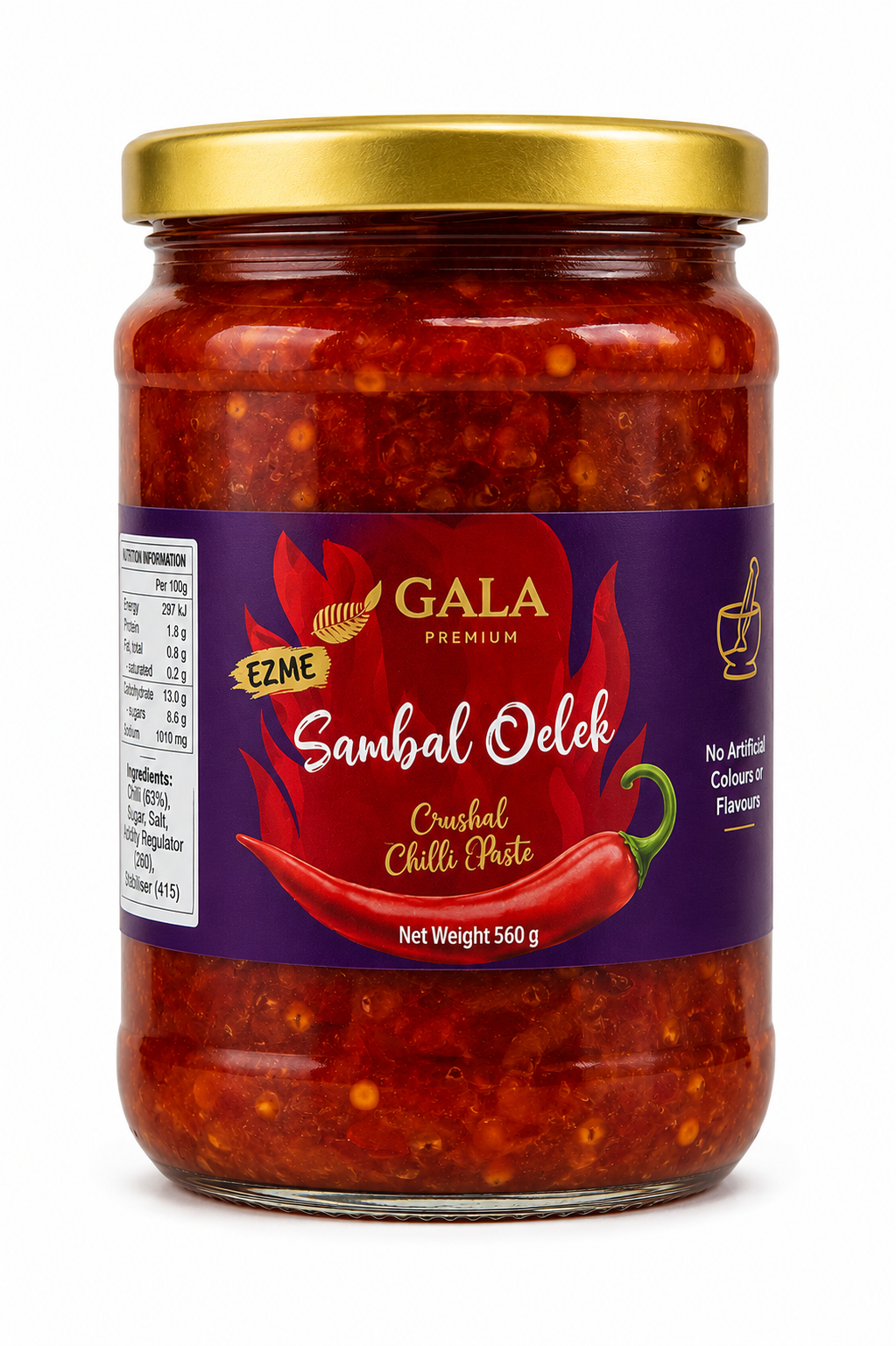 Gala Sambal Oelek Ezilmiş Acı Biber 560g