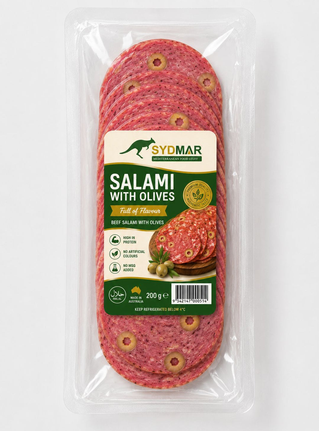 Sydmar Beef Salami with Olives 200g