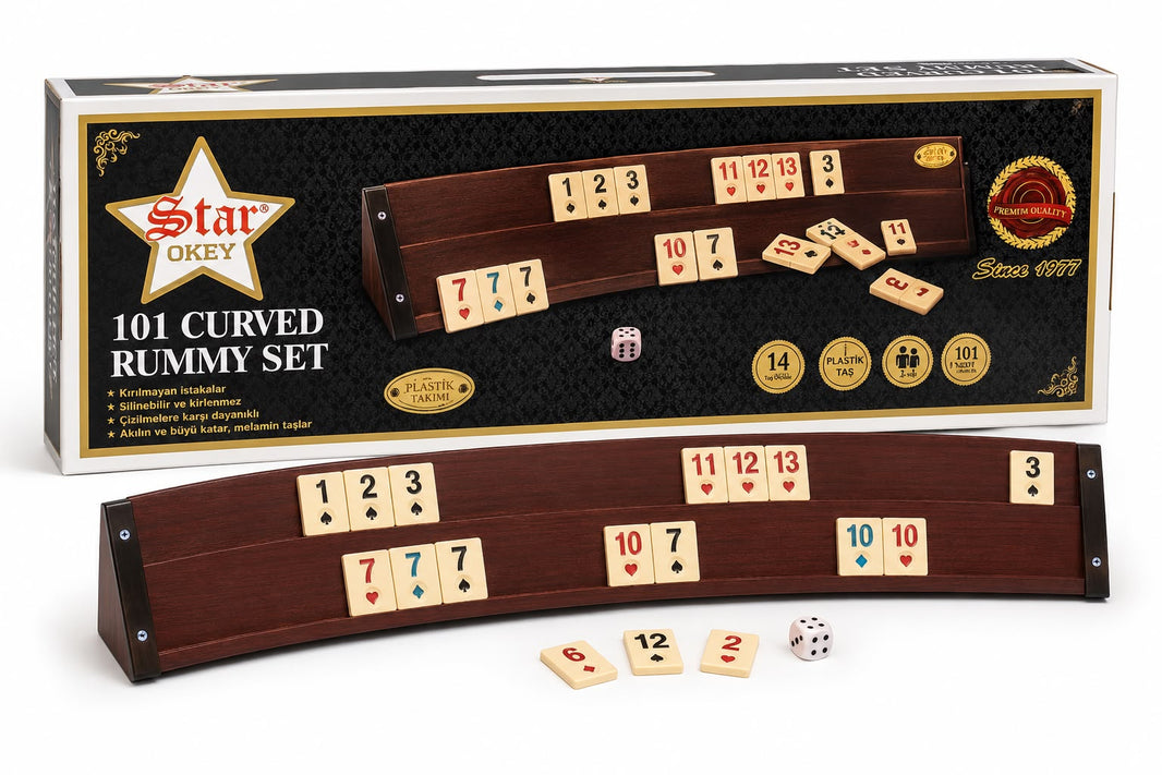 Star Curved Wooden 101 Rummy Okey Set