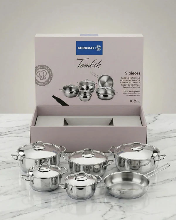 Korkmaz 9 Pieces Stainless Steel Cookware Set
