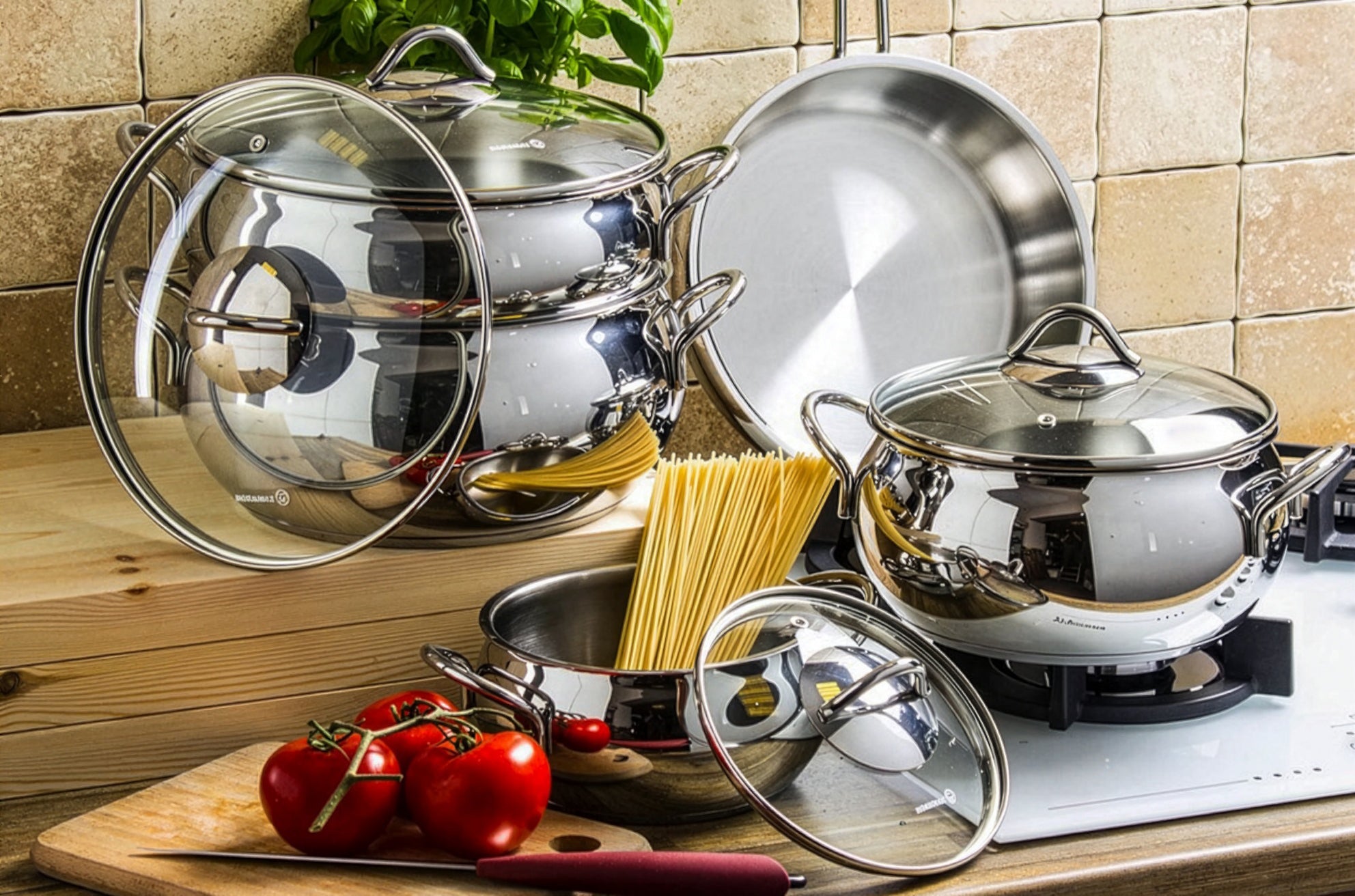 Korkmaz 9 Pieces Stainless Steel Cookware Set