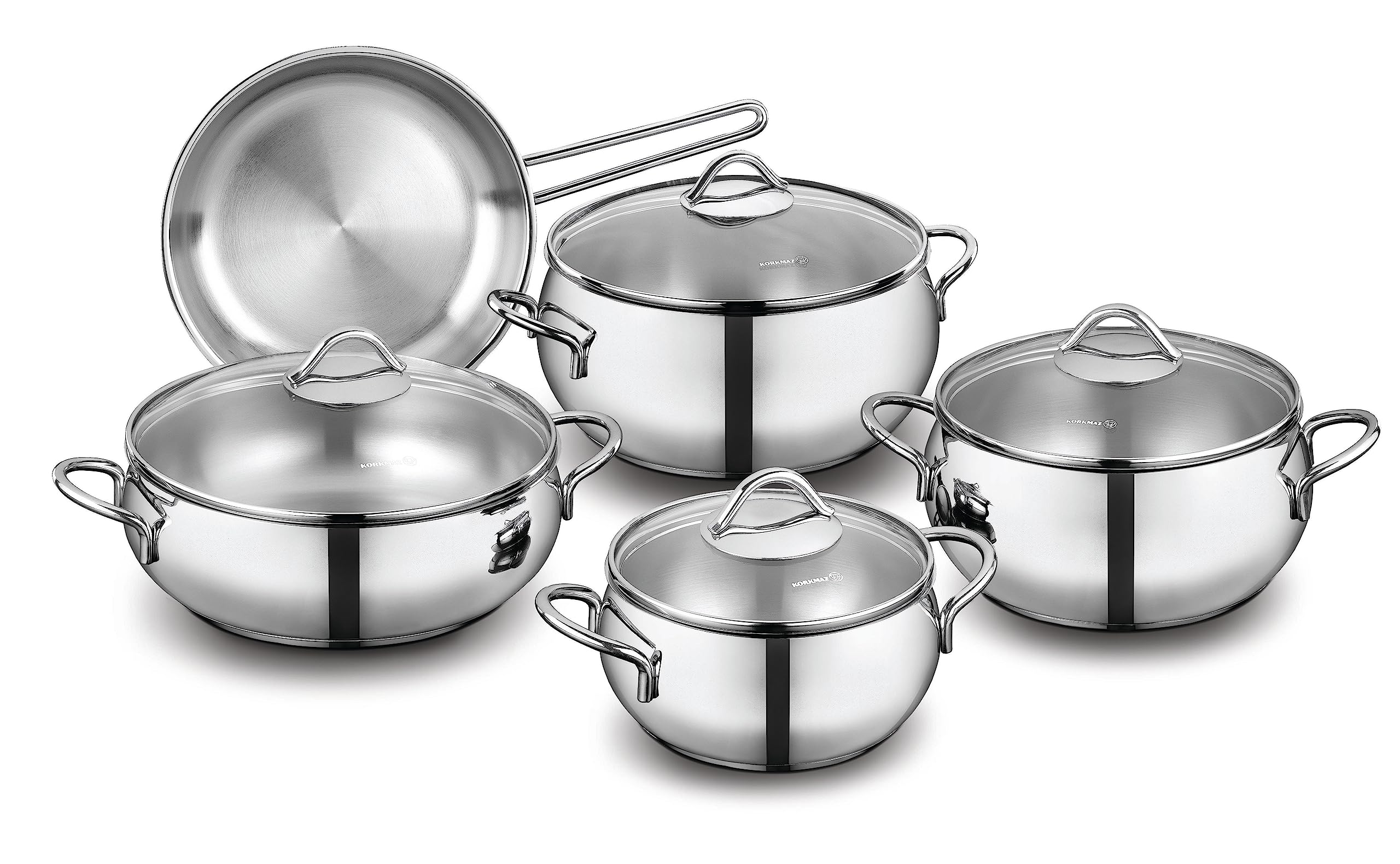 Korkmaz 9 Pieces Stainless Steel Cookware Set
