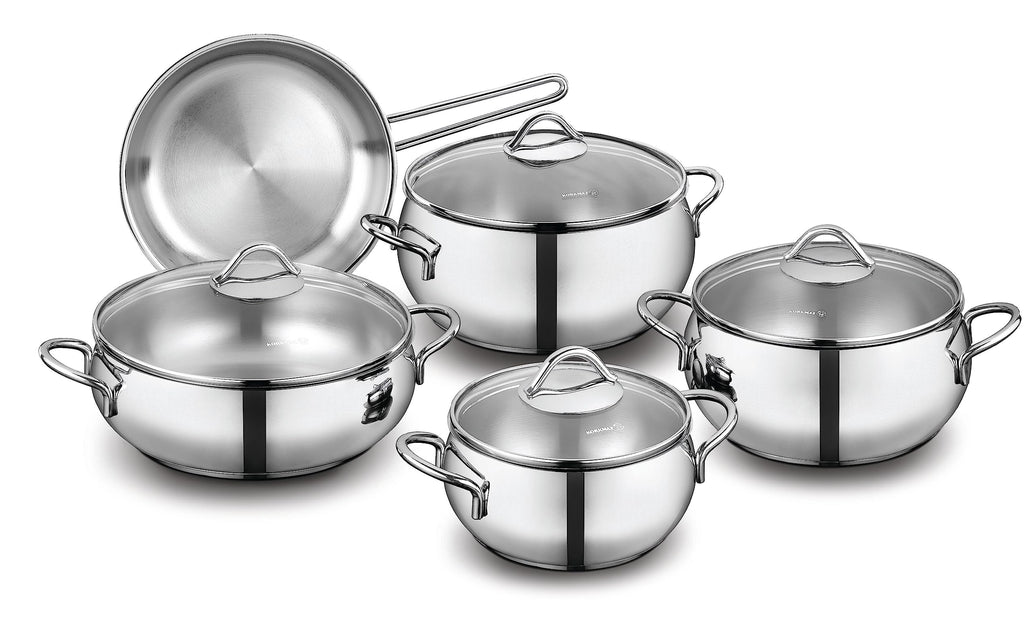 Korkmaz 9 Pieces Stainless Steel Cookware Set