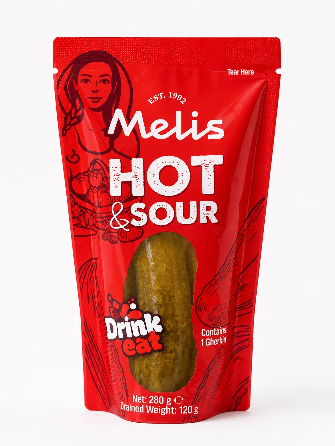 Melis Hot & Sour Pickle Pouch 280g