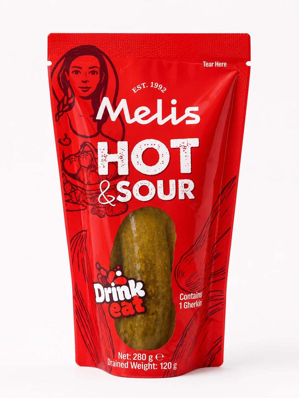 Melis Hot & Sour Pickle Pouch 280g