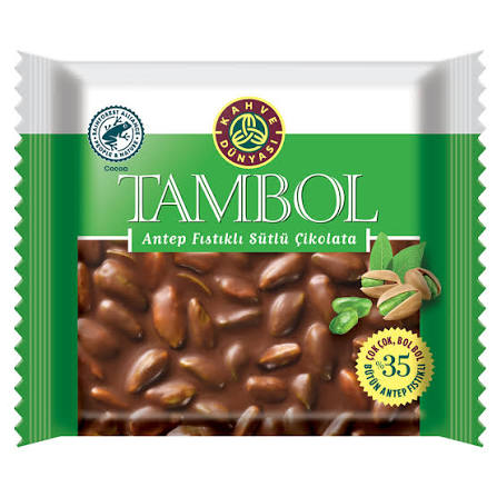 Kahve Dünyası Tambol Milk Chocolate with Pistachios (Antep Fıstıklı Sütlü Çikolata) 77g