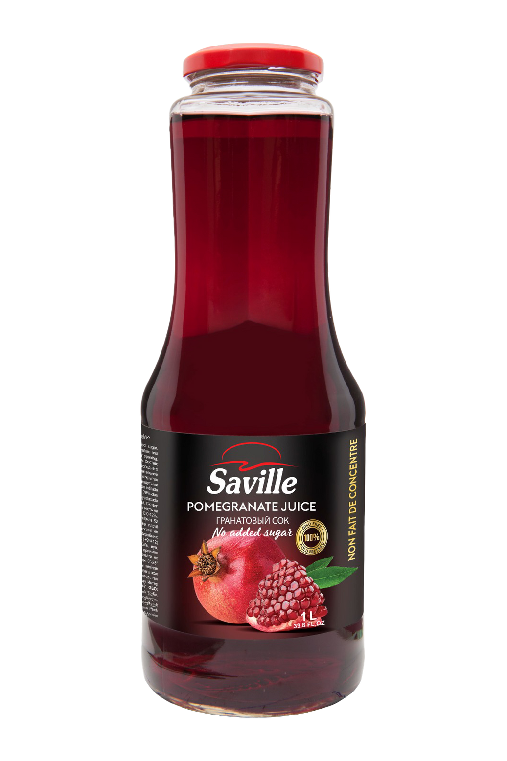SAVILLE %100 NAR SUYU, 1 L'lik Cam Şişe
