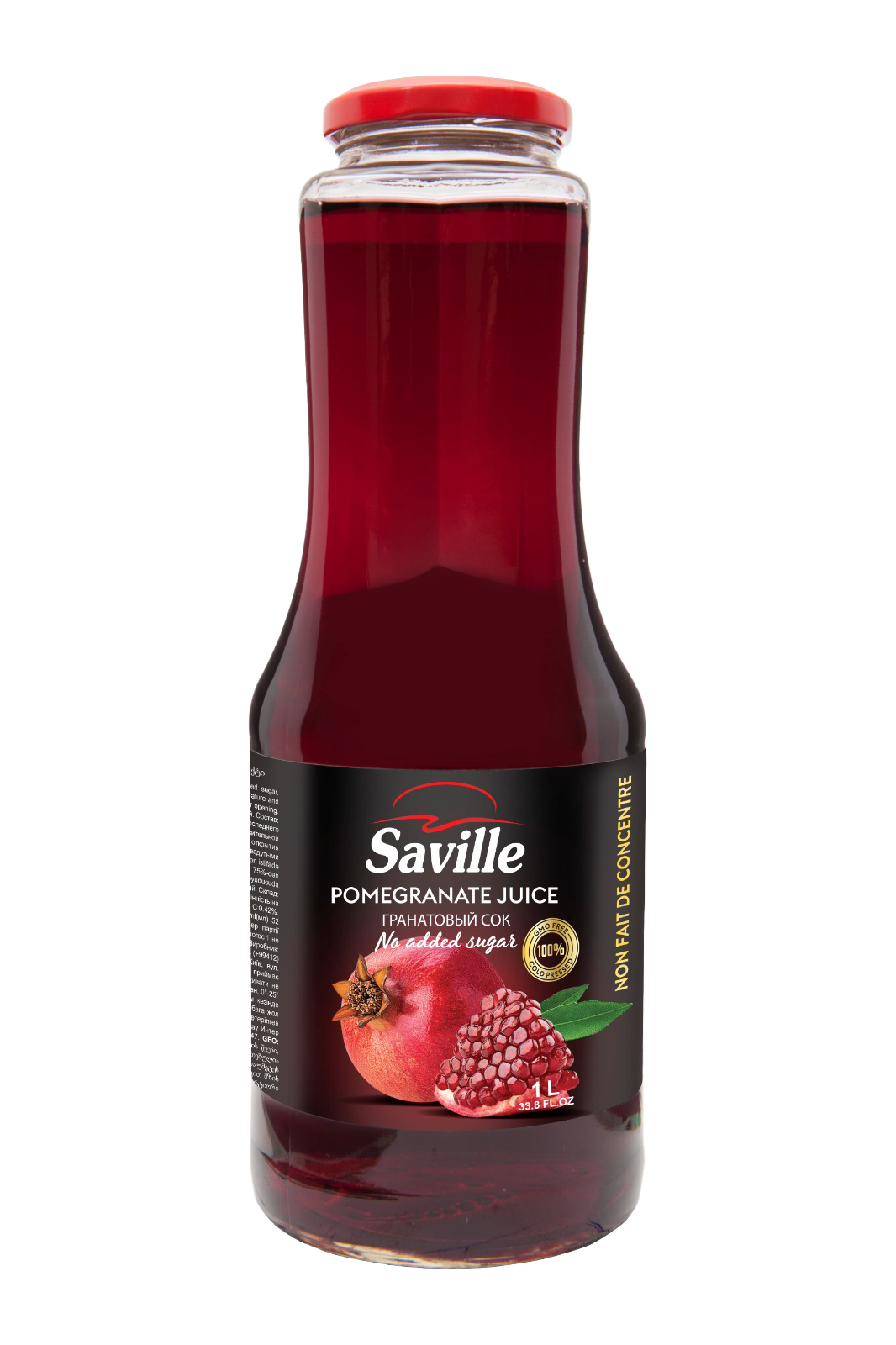 SAVILLE %100 NAR SUYU, 1 L'lik Cam Şişe