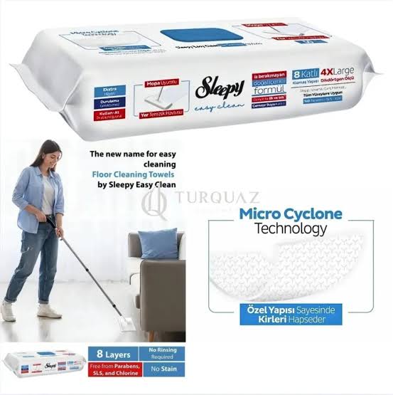 Sleepy Large Floor Mop Wipes with Bleach – 50 pcs
