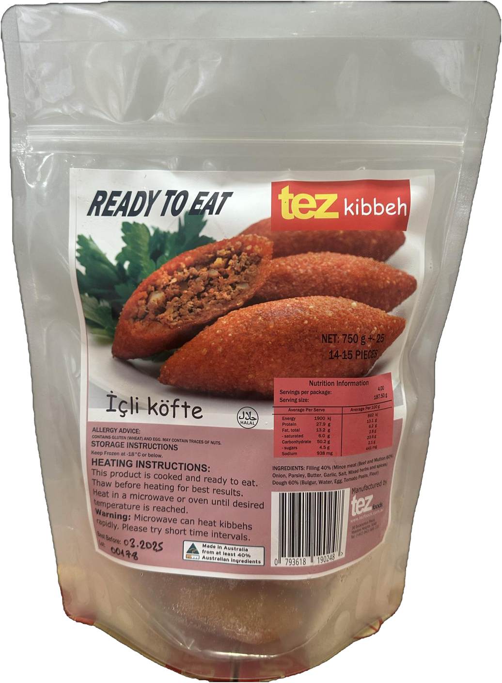 KIBBEH MEAT-ICLI KOFTE FRIED 450 GR