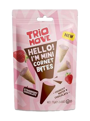 Trio Move Strawberry - Cho Mini Cornet  75GR
