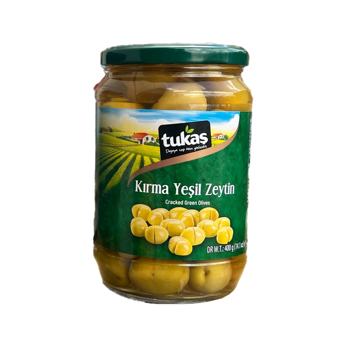 TUKAS CRACKED GREEN OLIVES 400 GR