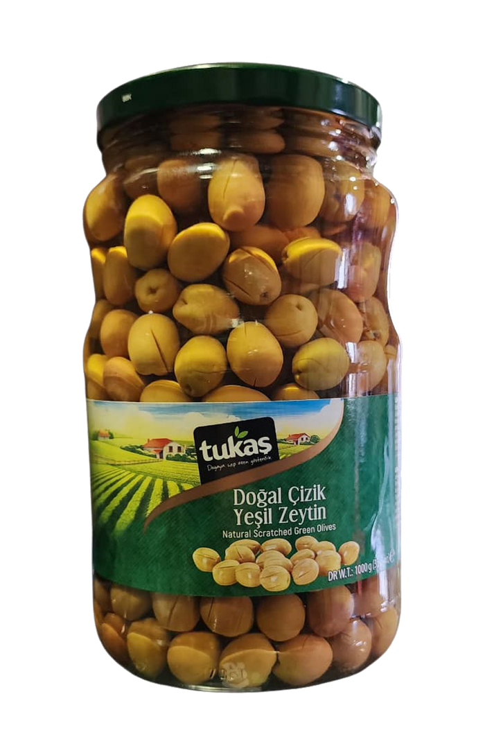 TUKAS SCRATCHED GREEN OLIVES (291-350) 1000GR
