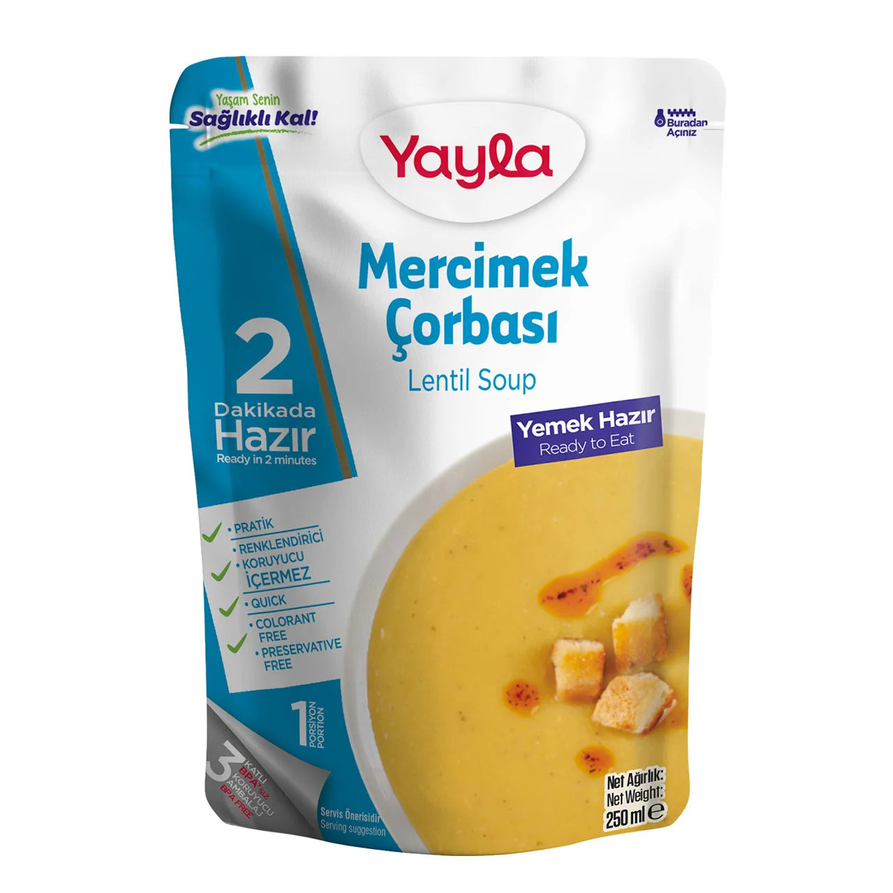 Yayla Lentil Soup Ready to Eat Pack
